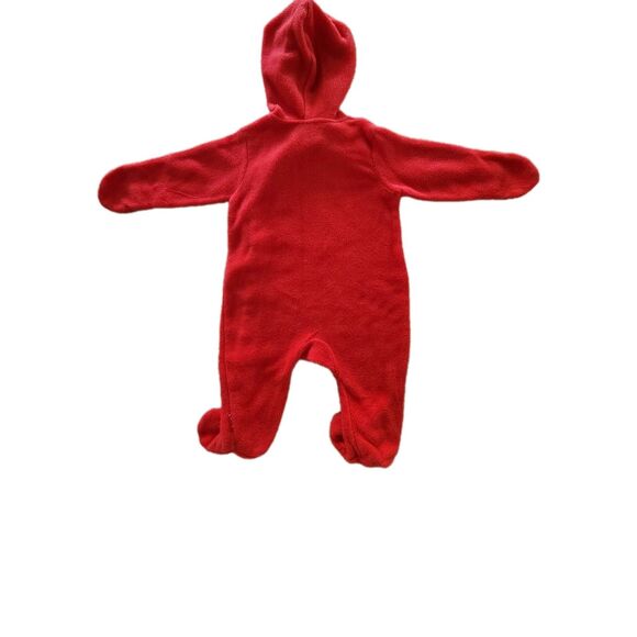 Disney Baby Minnie Mouse 0-3 Months Red Fleece Zippered Hooded Jumpsuit Footed - Picture 2 of 6